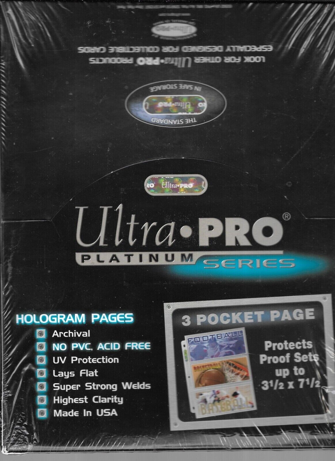 100 ULTRA PRO PLATINUM 3-POCKET 3 5/8  x 7 7/8 Pages Sheet Ticket, Currency