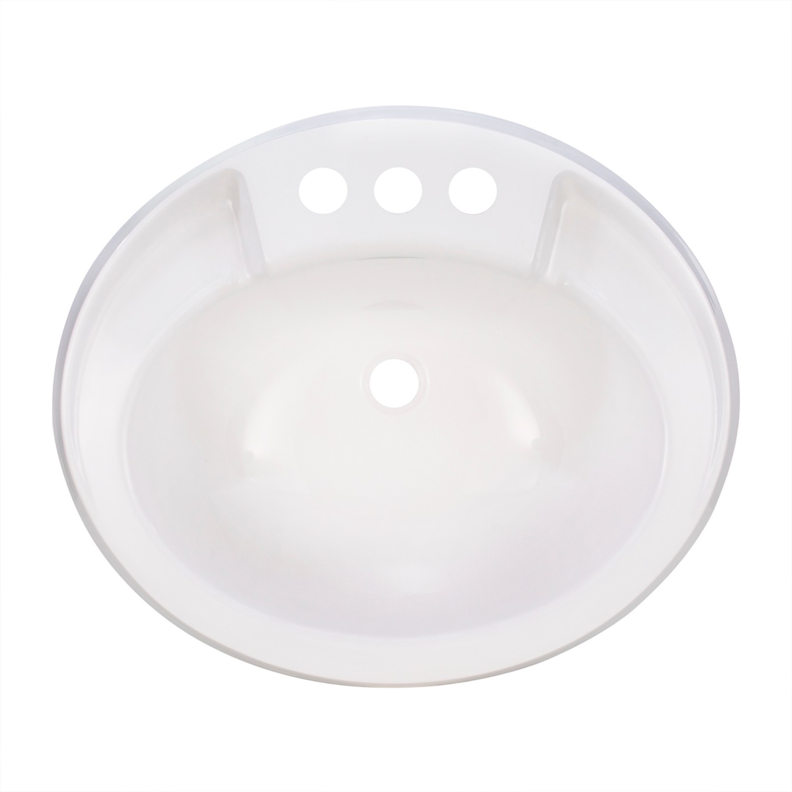 RecPro Oval RV Bathroom Sink White Single Bowl Sink 20"X17" Plastic