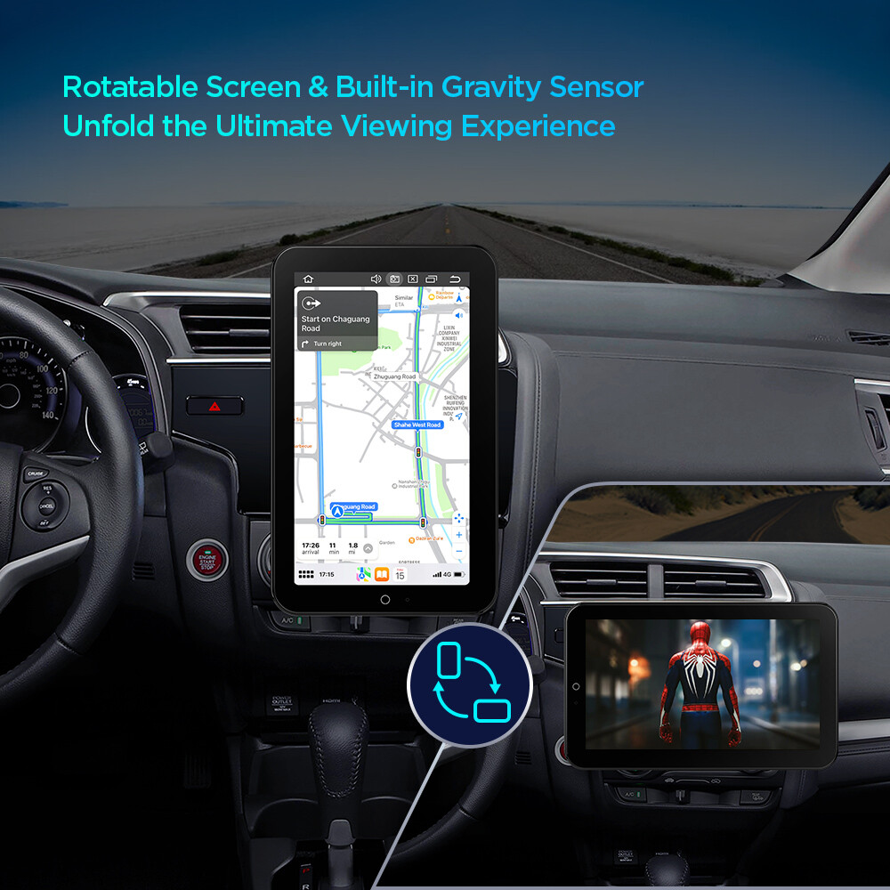 12.8" Rotatable Octa Core Android 14 Car Stereo Radio 2 DIN QLED 4G LTE 8+128GB