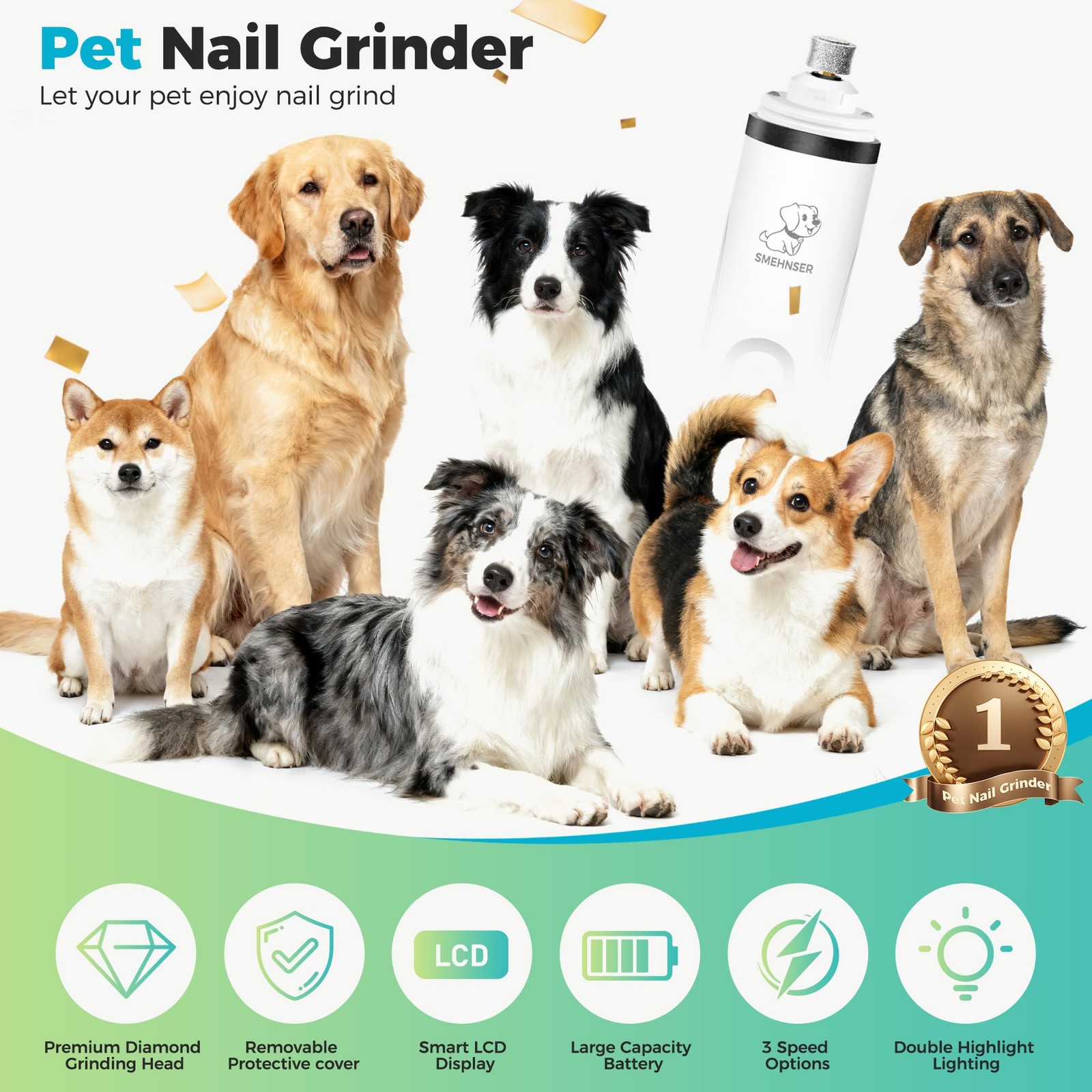 Upgraded Silent Dog Nail Grinder, Cordless Grooming Pro Nail Grinder with 3 A...