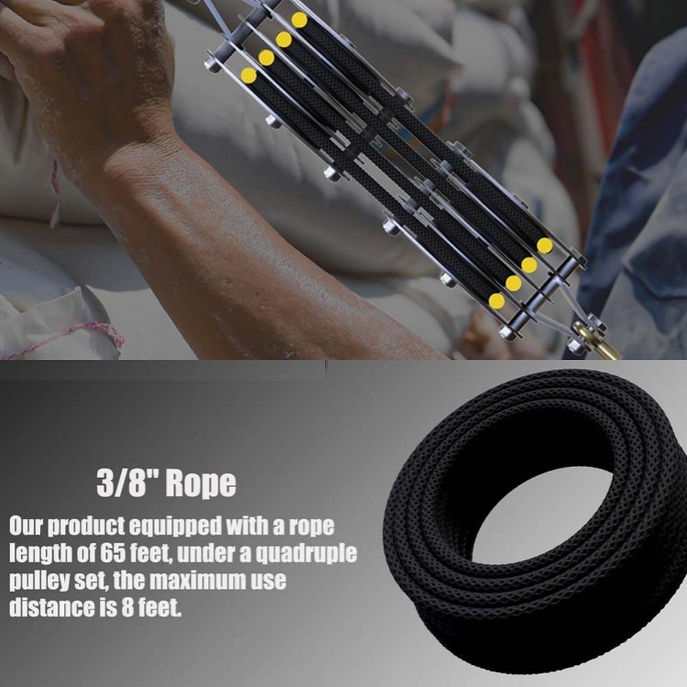 Rope Pulley Hoist 4400 LB 8:1 Lifting Power Pulley Block Tackle System 65FT Rope