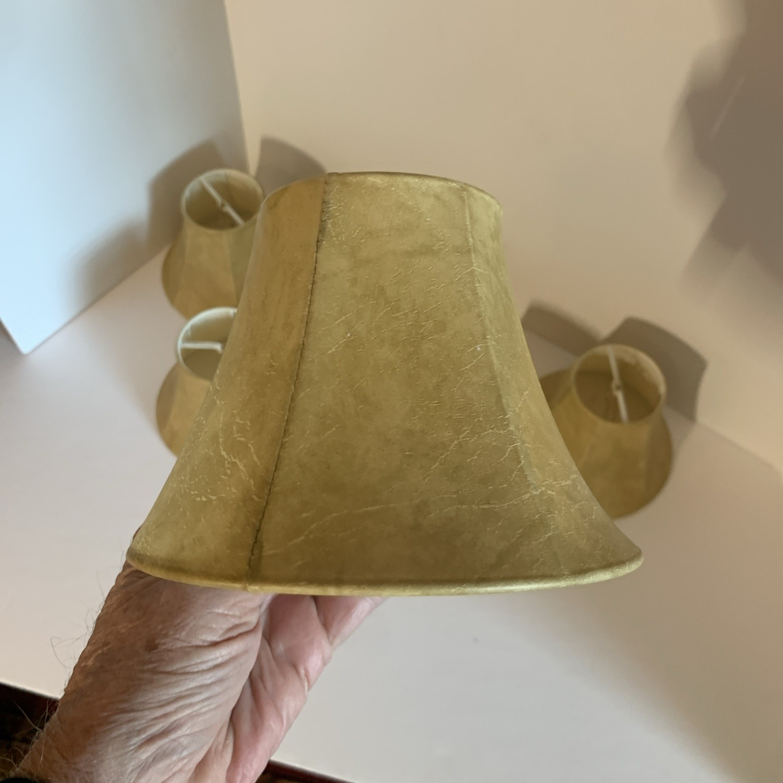 Lampshade 6 small bell shaped champagne beige color 4 1/2"H Bottom 6"