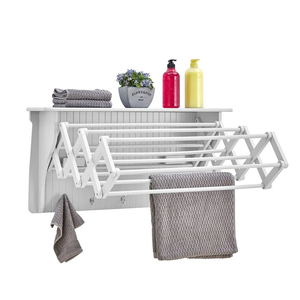 Drying Accordion Rack Retractable Wall Mounted Laundry Collapsible Space Saving