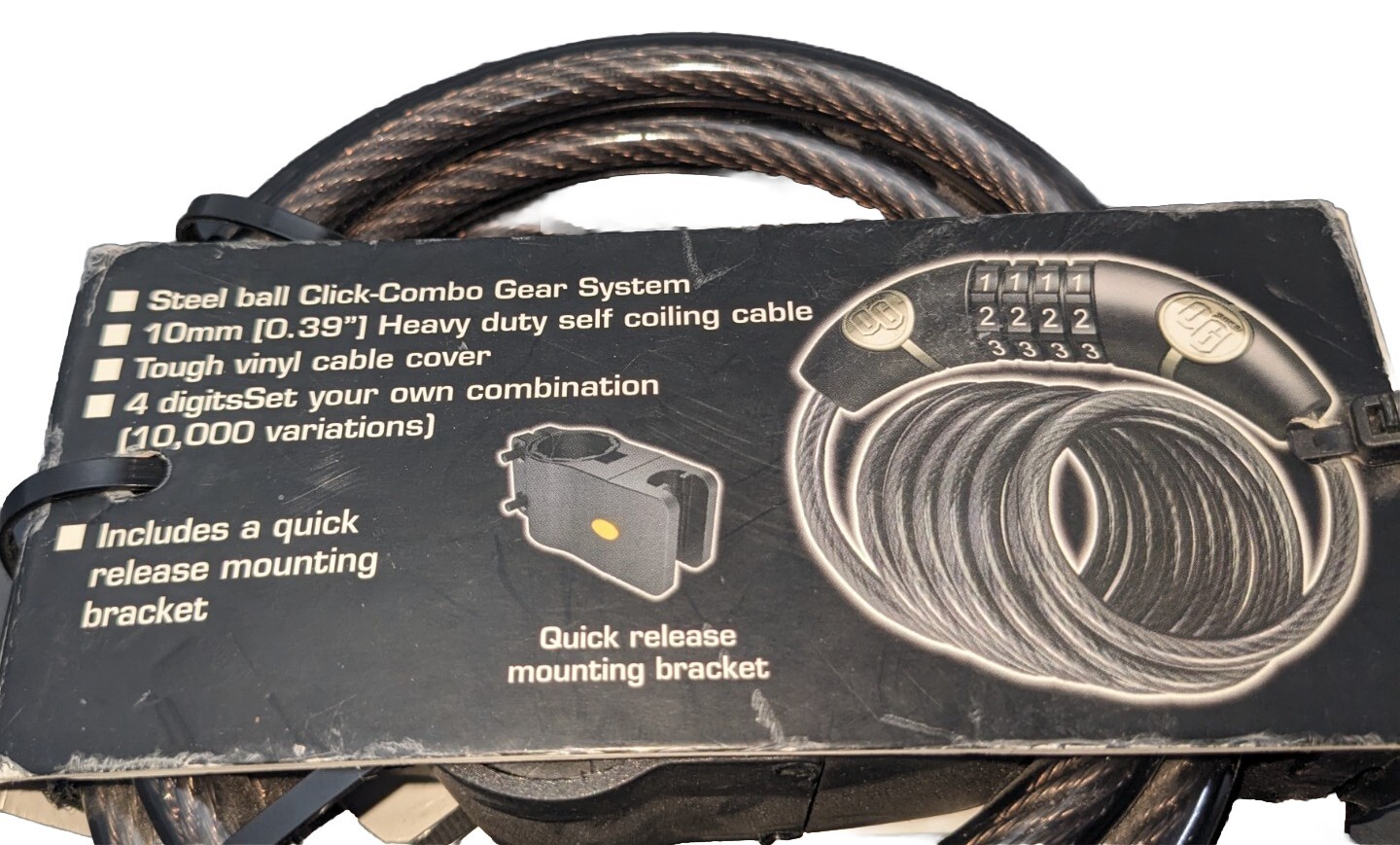 OnGuard 5503 Coil Cable Lock w Quick Release Bracket 6' L 4 Digit # NEW FREE SH
