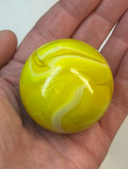 Toe Breaker 50mm (2") LEMON SORBET Yellow Swirl Marbles glass Toebreaker HUGE