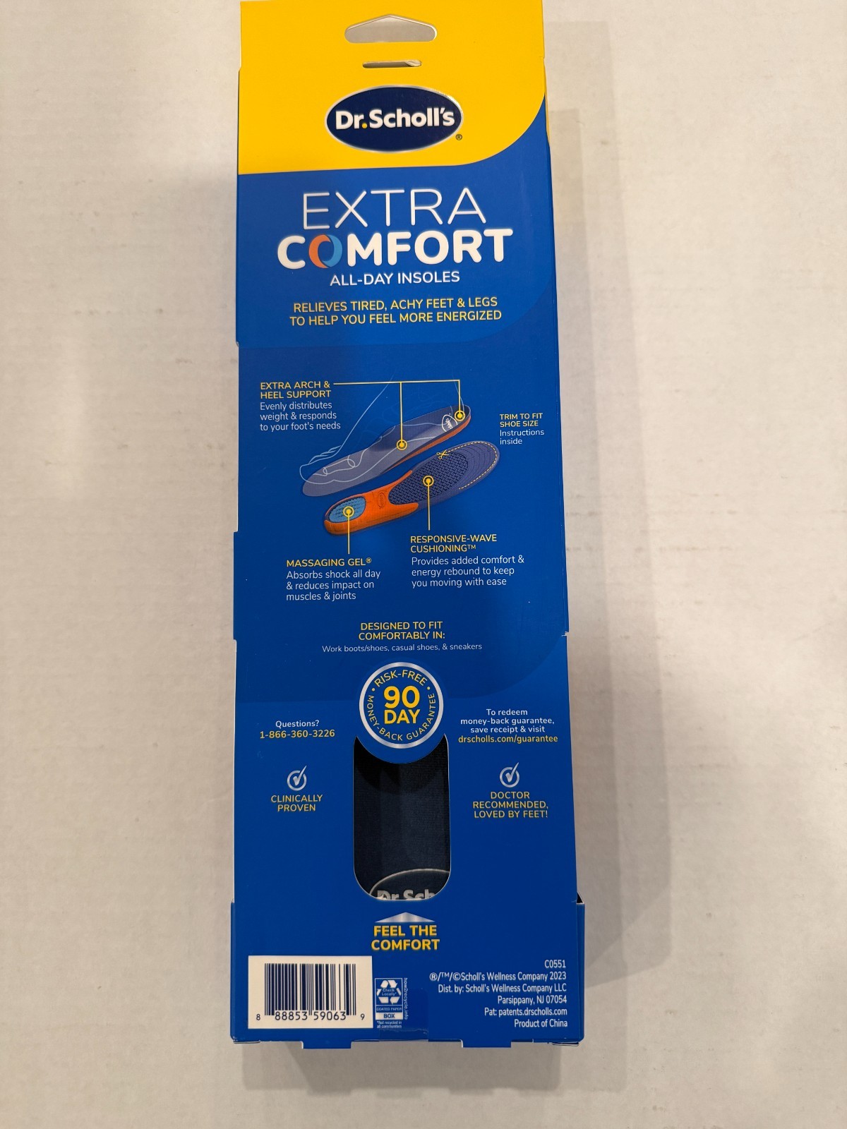 Dr. Scholl’s Extra Comfort Insoles Massaging Gel Cushion Men Work Shoes