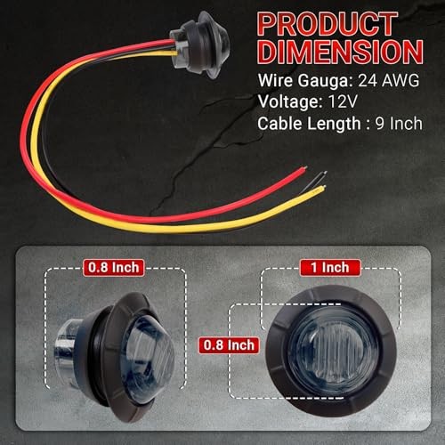 20 Pcs Strobe + Marker Lights 3/4 Inch Pack of 20 Smoked Lens Amber 20 Pcs