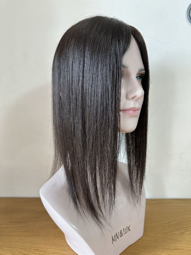 6"X6"Mono Skin with Silk Top Part Area,100%Fine Virgin Human Hair Topper 10"~30"