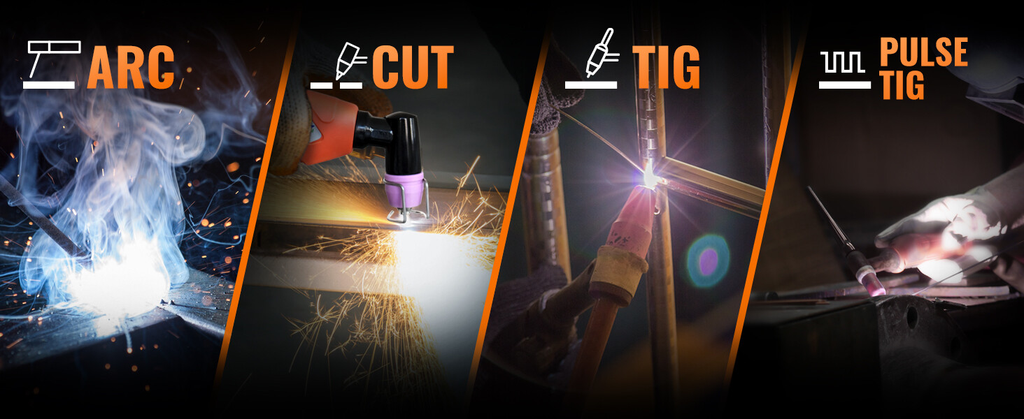 50A 4IN1 Cut/ Pulse TIG/TIG/MMA Non-touch Air Plasma Cutter, CUT 20mm,110V/220V