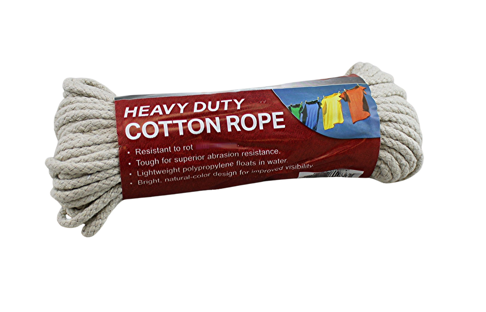 100 Ft #6 Cotton Clothesline Rope 1/4” Braided Heavy Duty Multi-Purpose