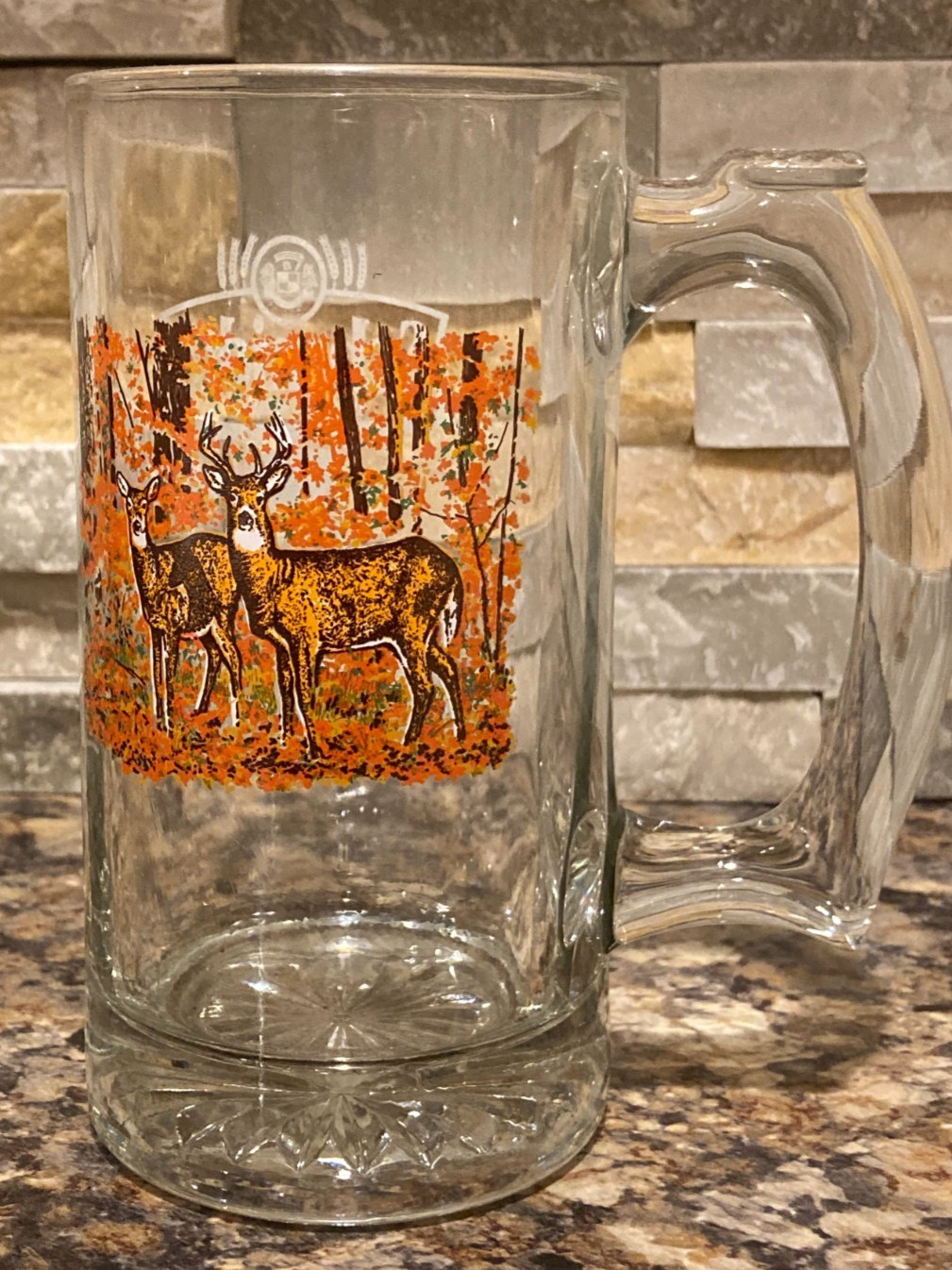 Schmidt's Glass Beer Mug "Collector's Series III"  ~ Whitetail Deer / Buck