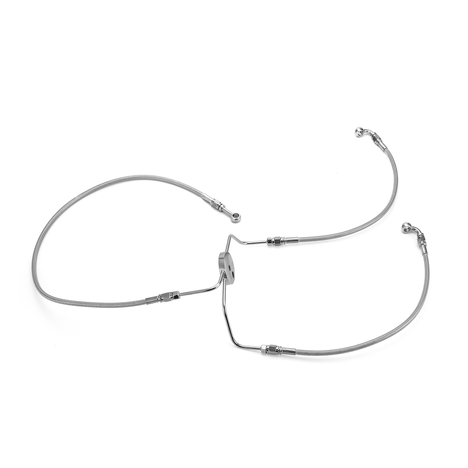 12"-14" Handlebar Braided Brake Line Kit For Harley Road King FLHR FLHRC Non-ABS