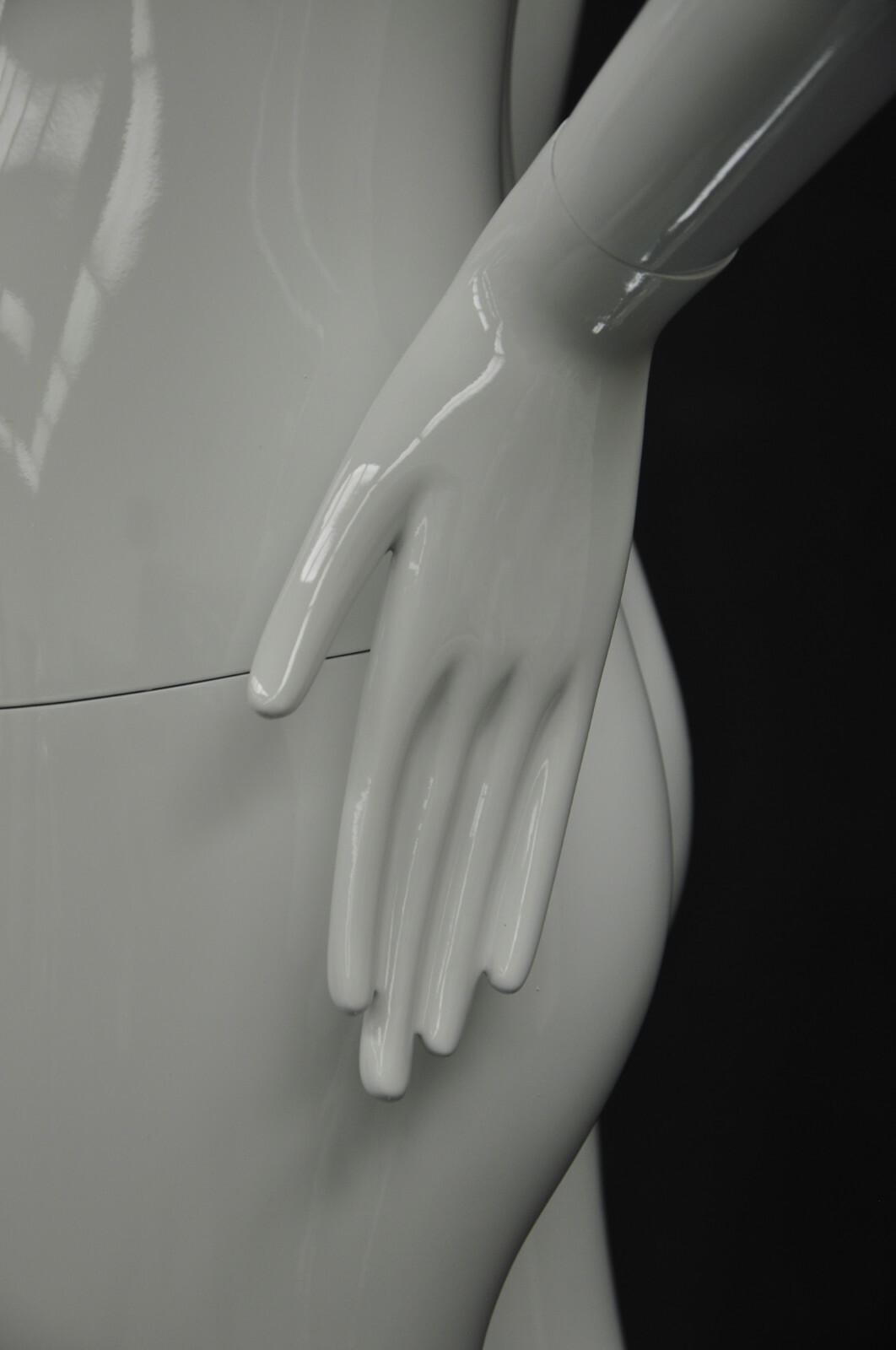 Adult Female Standing Abstract Face Glossy White Fiberglass Mannequin with Base