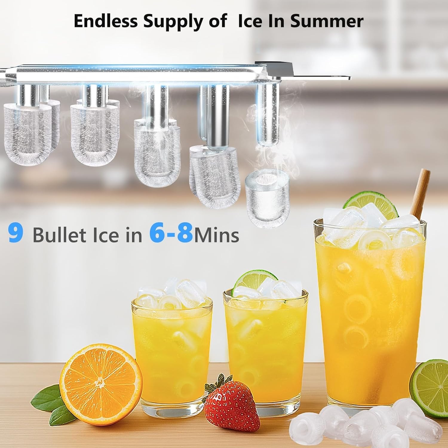 Water Dispenser with Ice Maker Function, Top Loading Hot and Cold Water Cooler