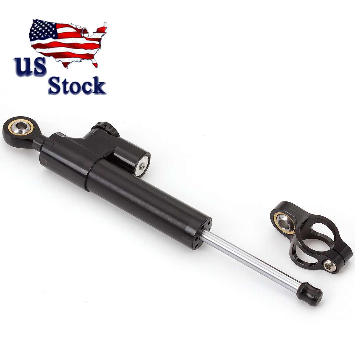 Motorcycle Universal FXCNC Black Adjustable Steering Damper Stabilizer Part