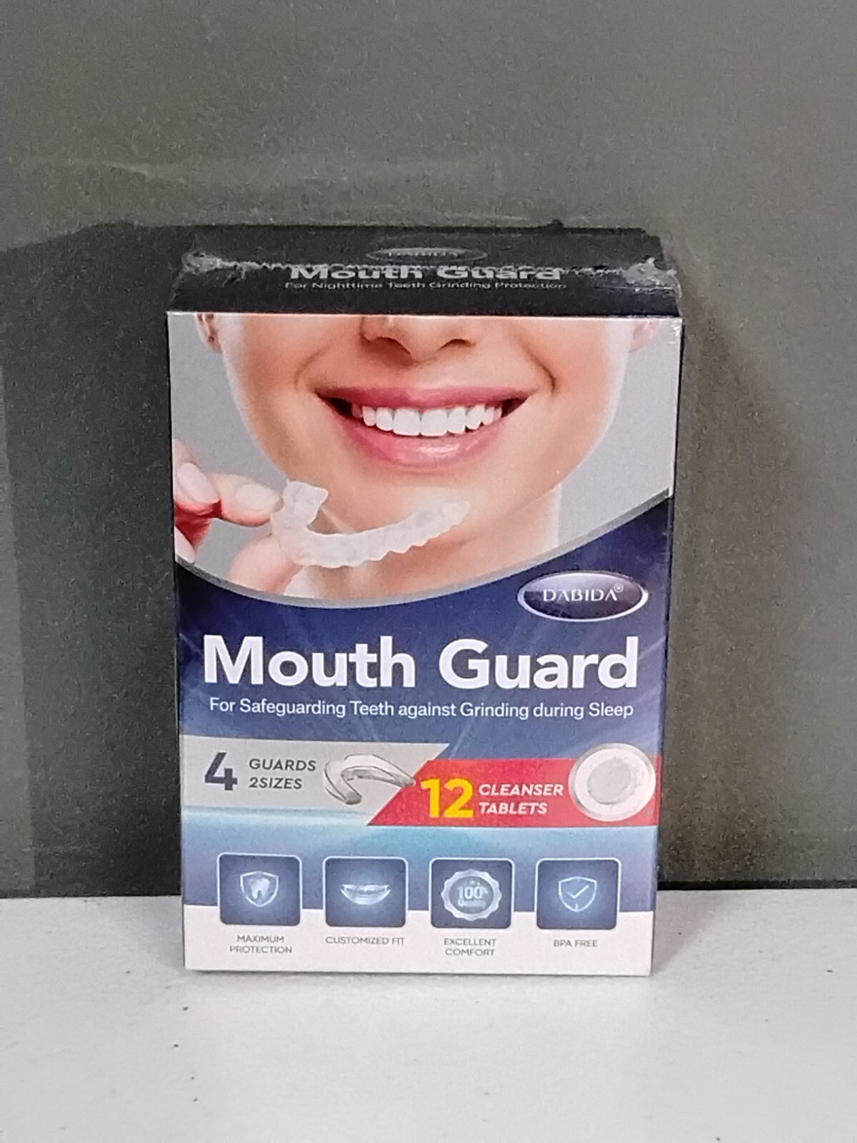 SEALED! 4 PACK DABIDA MOUTH GUARD FOR GRINDING TEETH AT NIGHT, SLEEP MOUTH GUARD