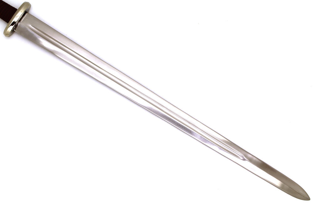 10th Century Full Tang High Carbon Steel Viking Sword w/ Brown Leather Sheath