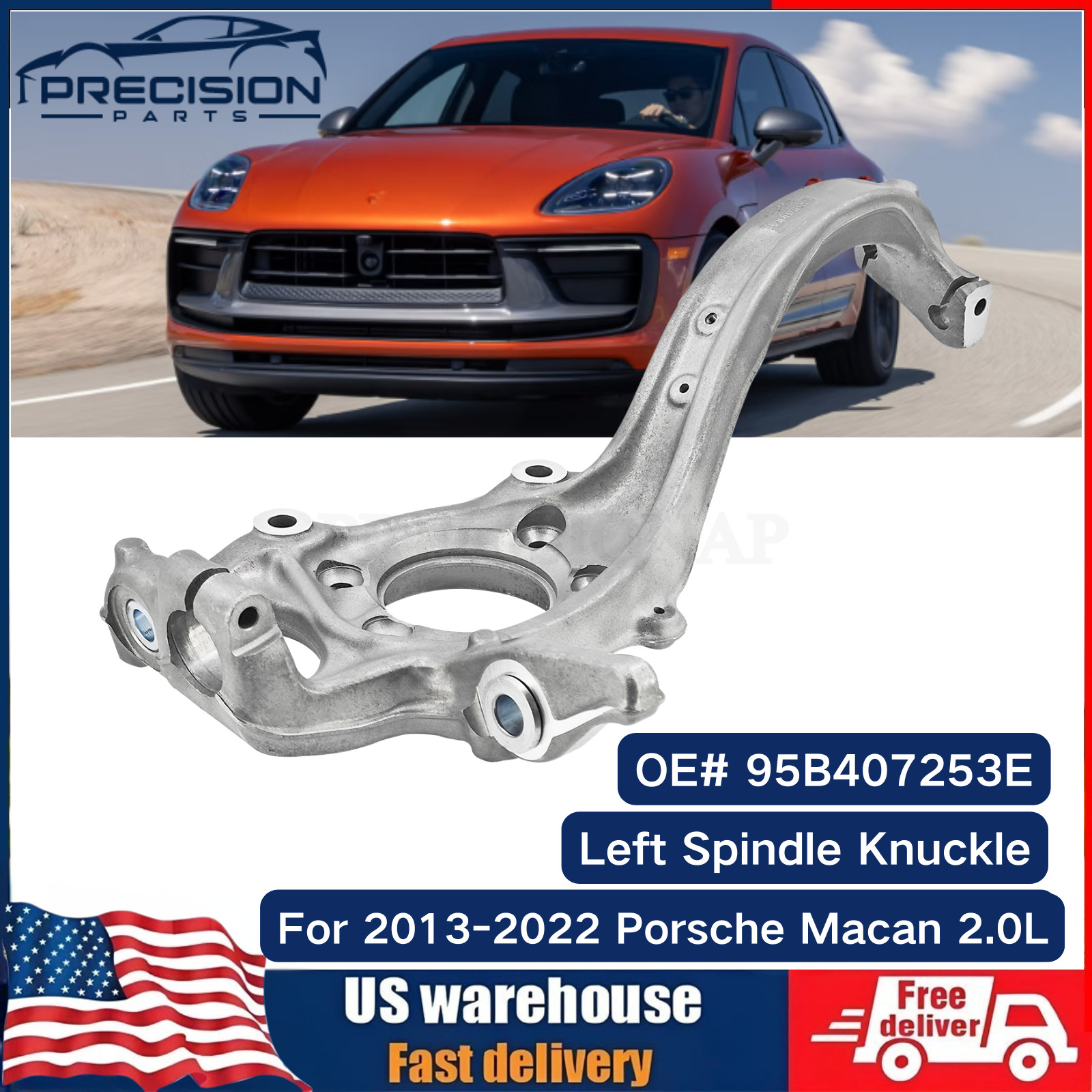 FOR 2013-2022 PORSCHE MACAN 2.0L FRONT LEFT SPINDLE KNUCKLE 95B407253E NEW