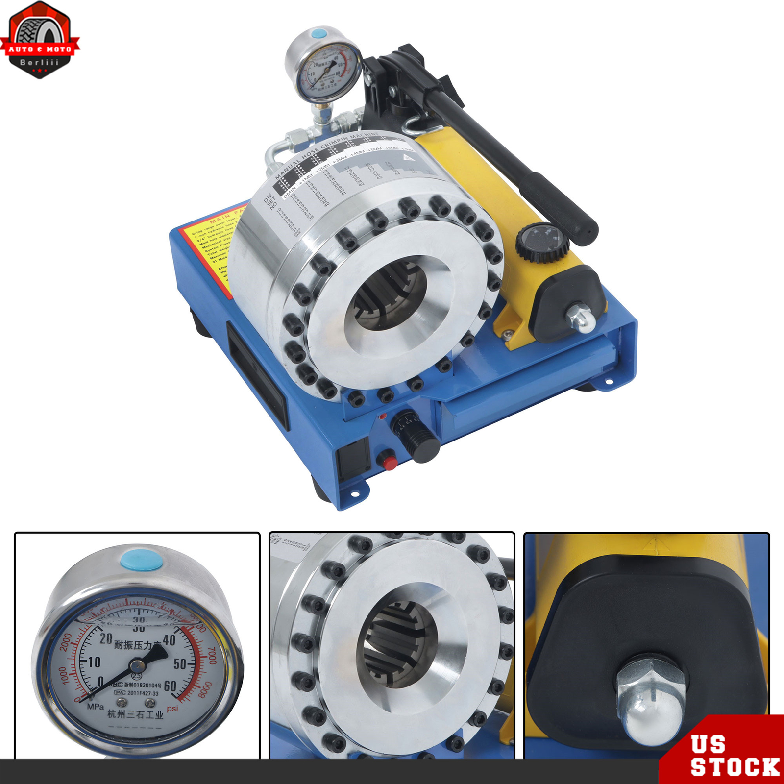 8 Sets Dies Portable Hydraulic Hose Crimper Pipe Crimping Machine