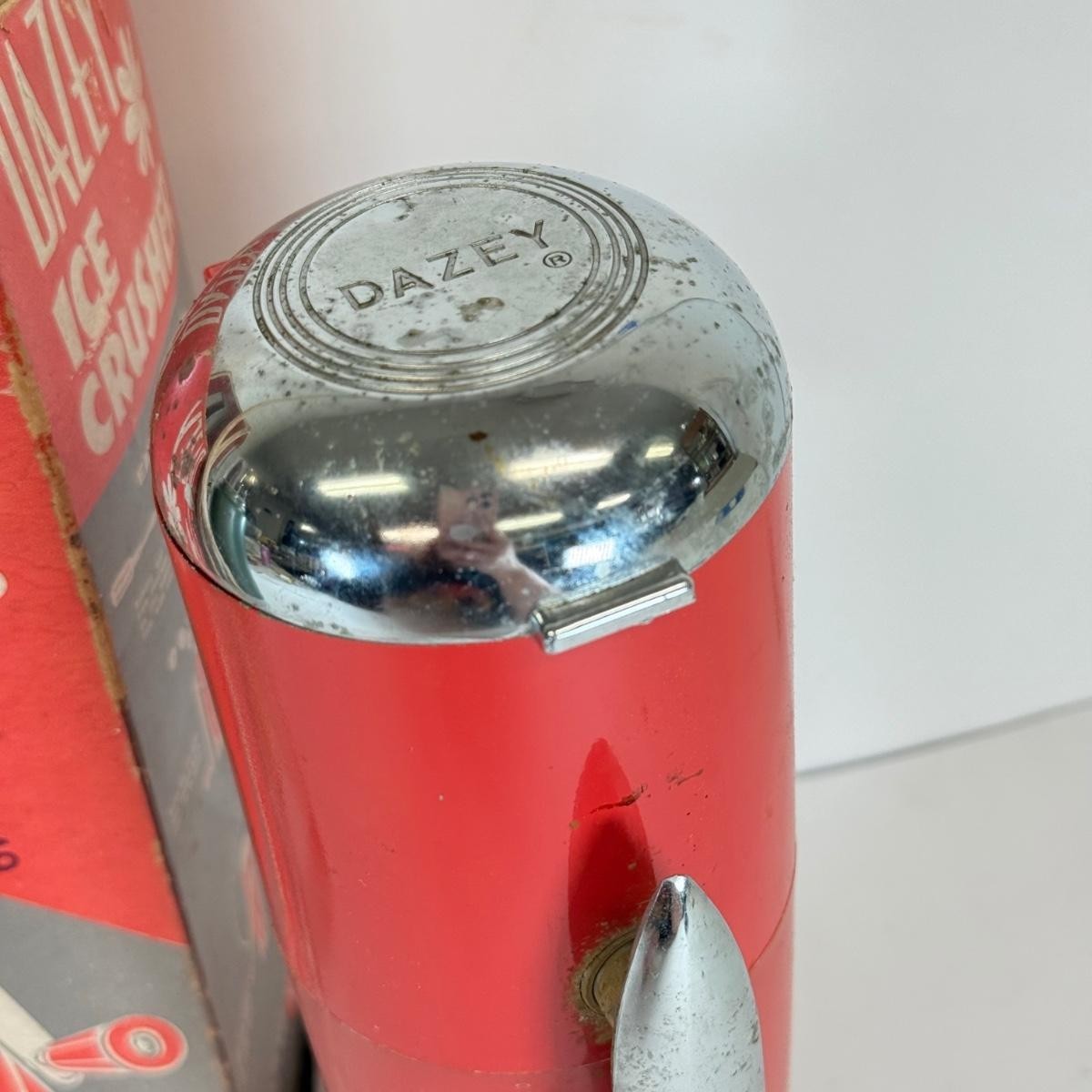 Dazey Atomic Red Rocket Wall Mount Triple Ice Crusher Cocktail Mid Century w/BOX