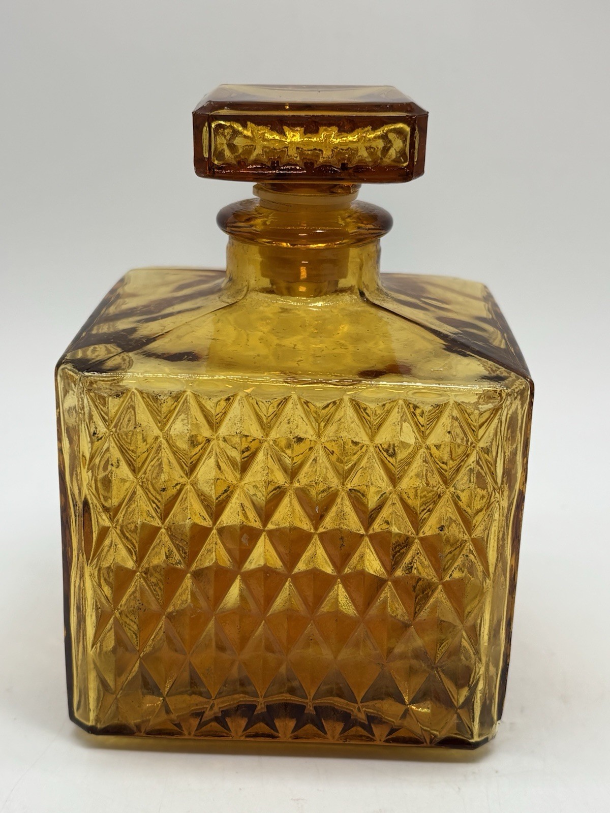 Vintage 1970’s Amber Glass Decanter/ Barware Home Decor 5”