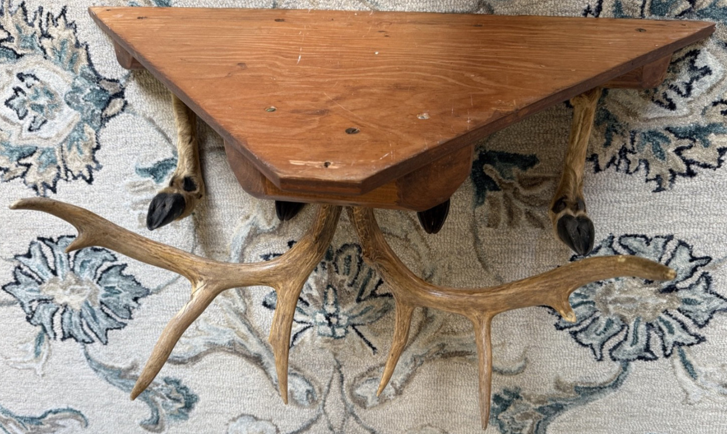 Vintage Taxidermy Deer Antler Hoof Coat Rack Hat Rack Man Cave Bar