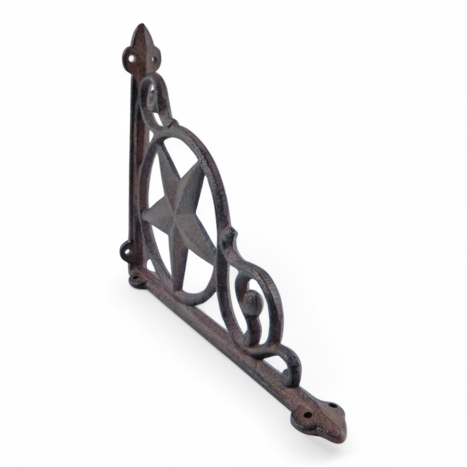 Western Star Shelf Brackets – Set of 2 Rustic Cast Iron Scroll Heavy Duty 9"