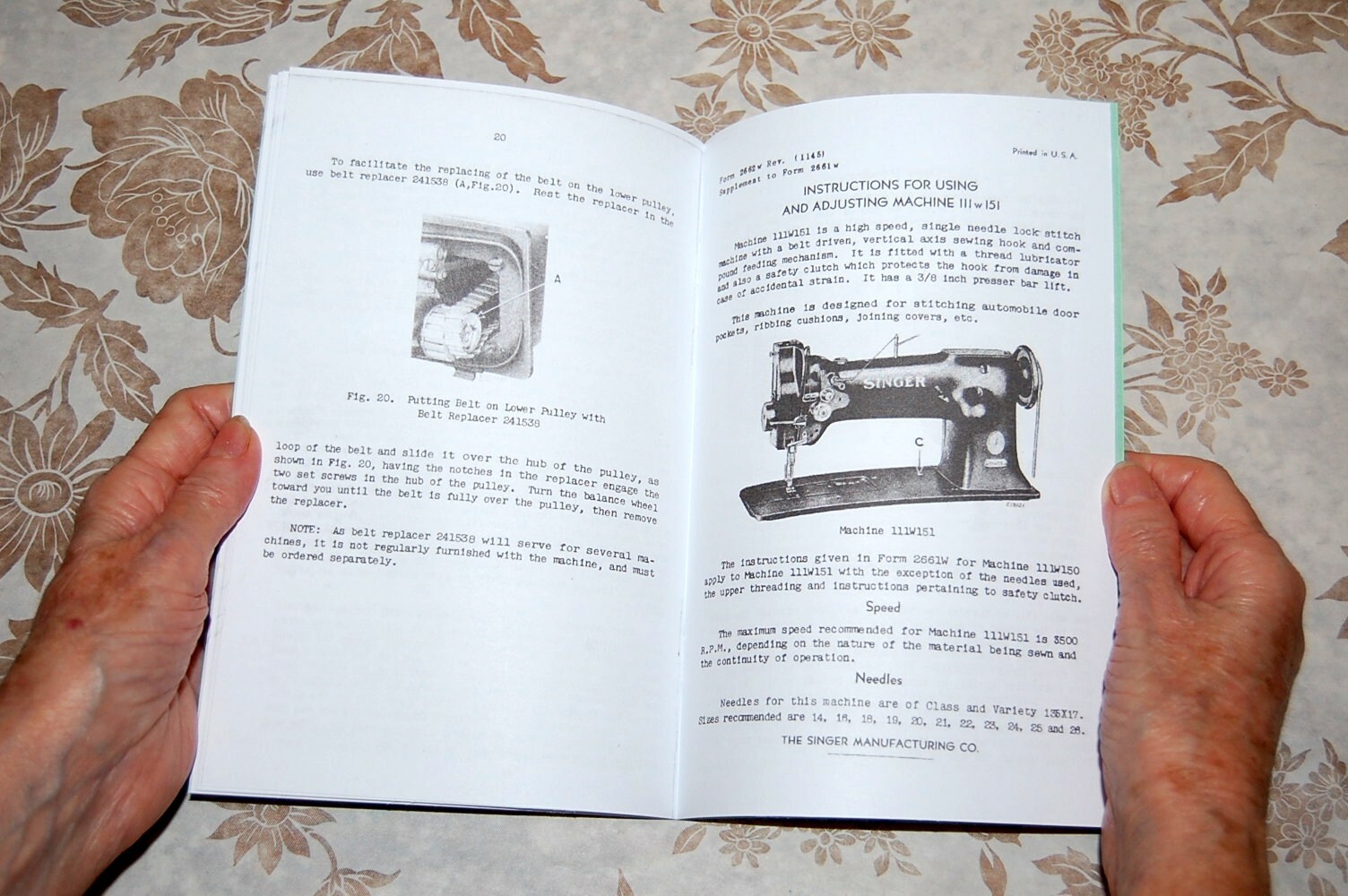 Using & Adjusting Instructions Manual for Singer Sewing Machines 111w150 111w151