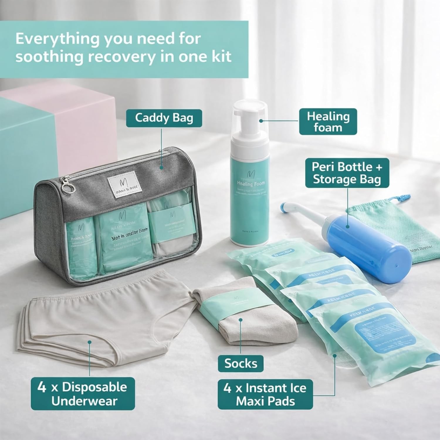 Mama & Wish® Postpartum Care Kit with Hospital Essentials for Women After Birth