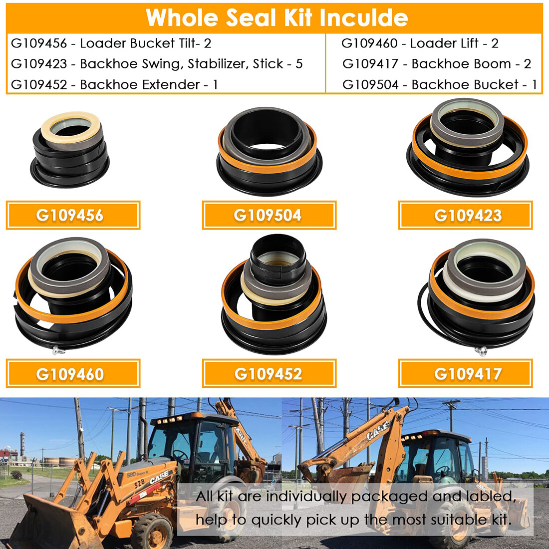 Whole Machine Hydraulic Cylinder Seal Kit for Case 580C 580SE 580SD 580 Backhoe