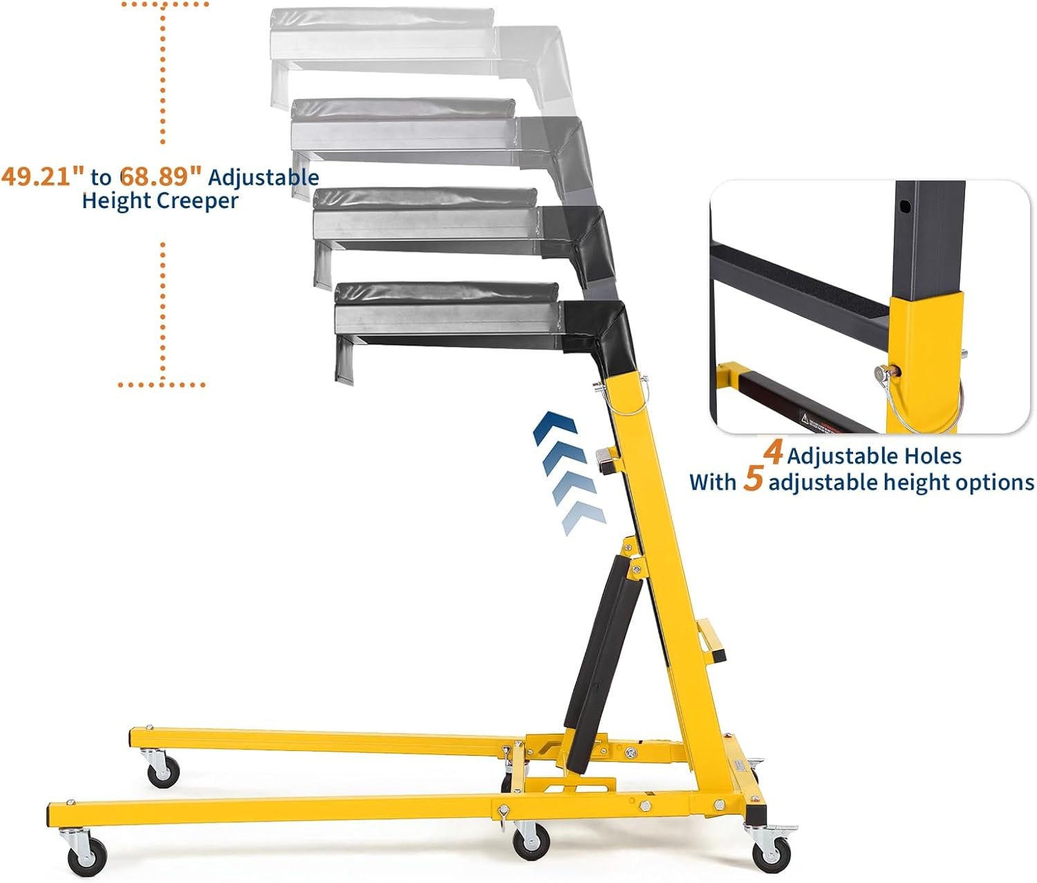 Automotive Topside Creeper 400LBS Adjustable Height Movable w/4 Wheels for Truck