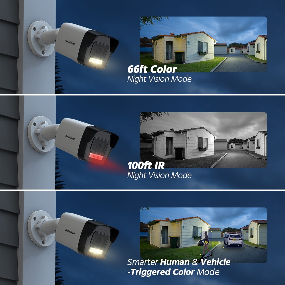 ANNKE 5MP Color POE IP Security Camera System Human Detection 8CH 8MP NVR Audio