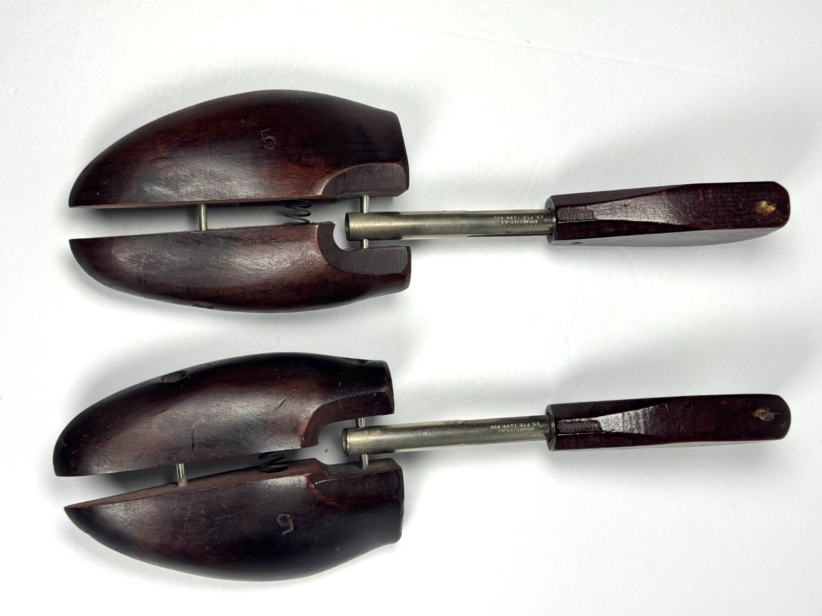 Vintage Rochester Shoe Tree Company Wooden Shoe Trees Mens SIze 5 Split Toe USA