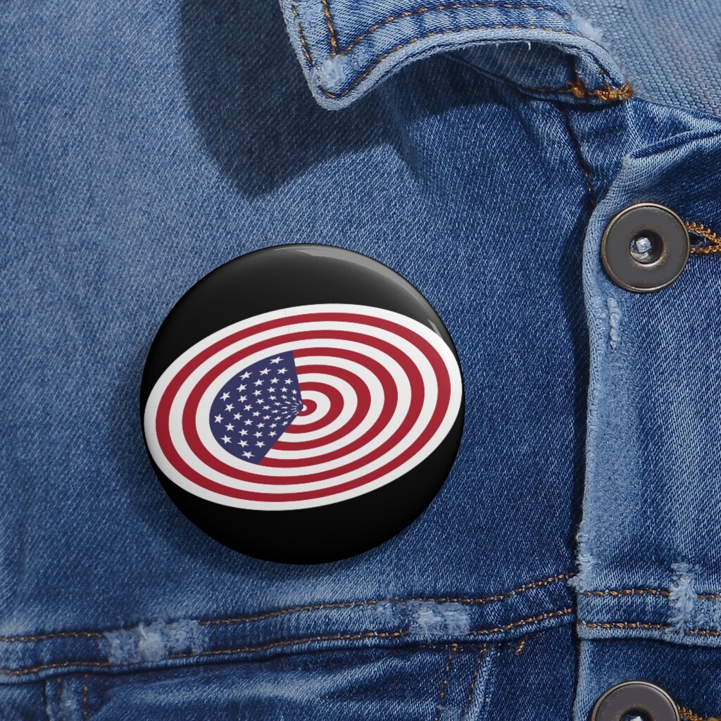 Artistic US Flag Button - Unique Version of Flag as a Circle