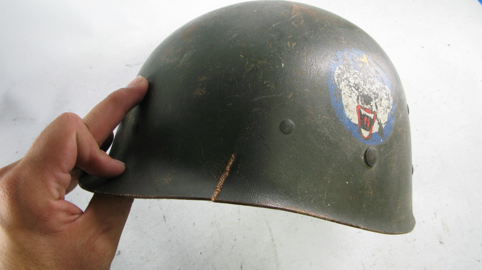 WWII Battle of Alaska Alueteutiah Islands Officer Helmet Combat Stripe Aleutian