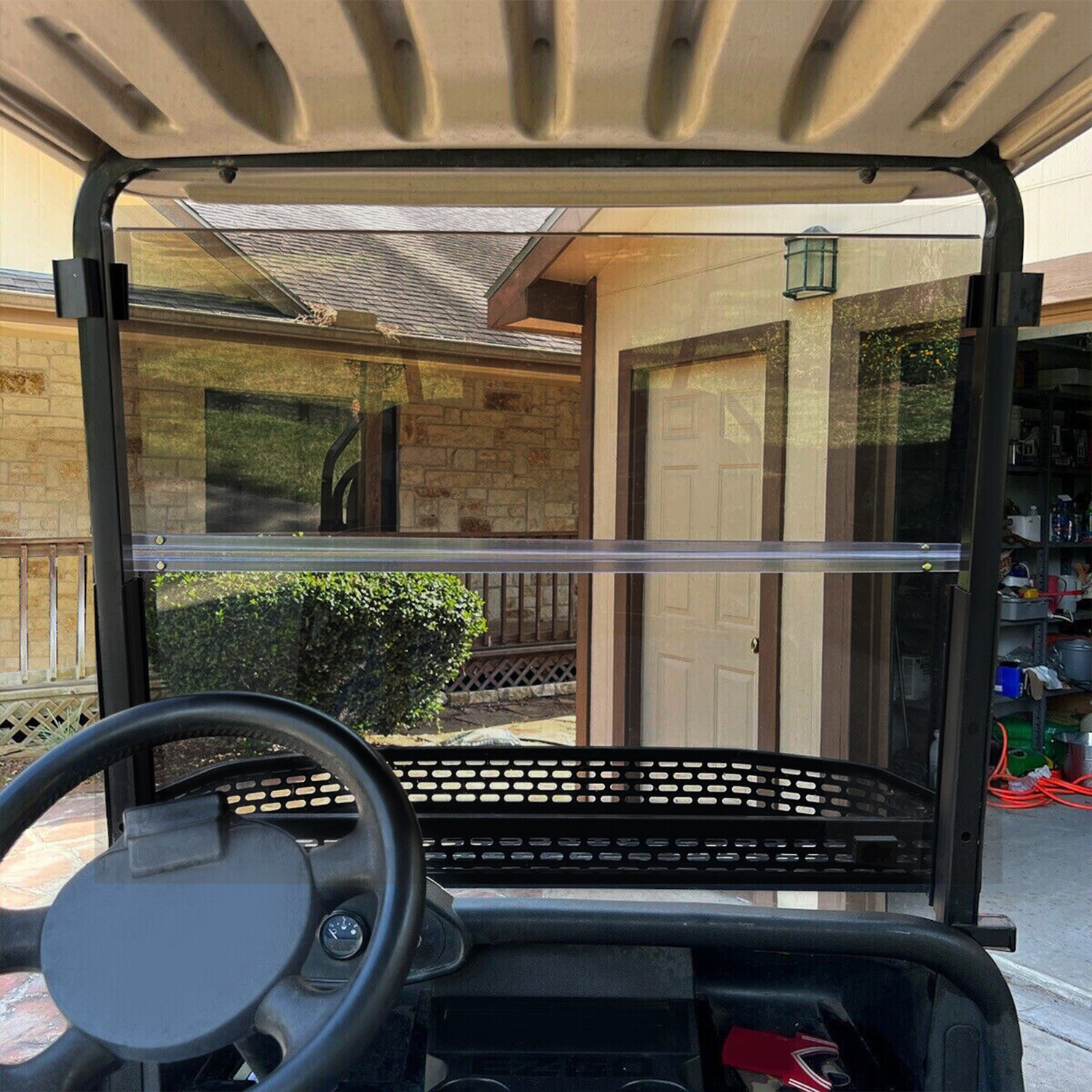 Golf Cart Tinted Polycarbonate Folding Windshield Windscreen For EZGO RXV 08-UP