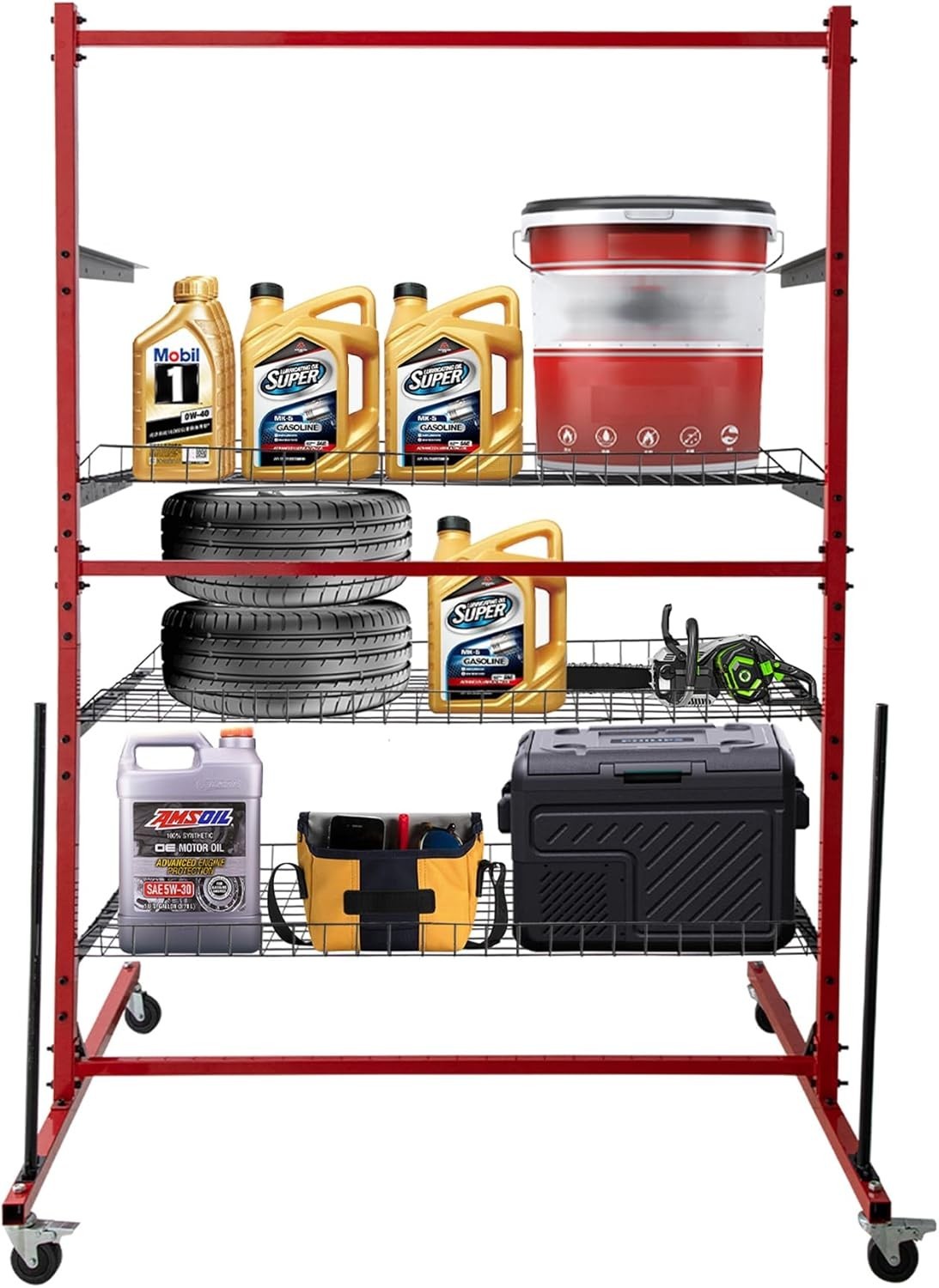 Parts Management Storage Cart 3 Shelves Auto Body Rolling Parts Rack with Wheels