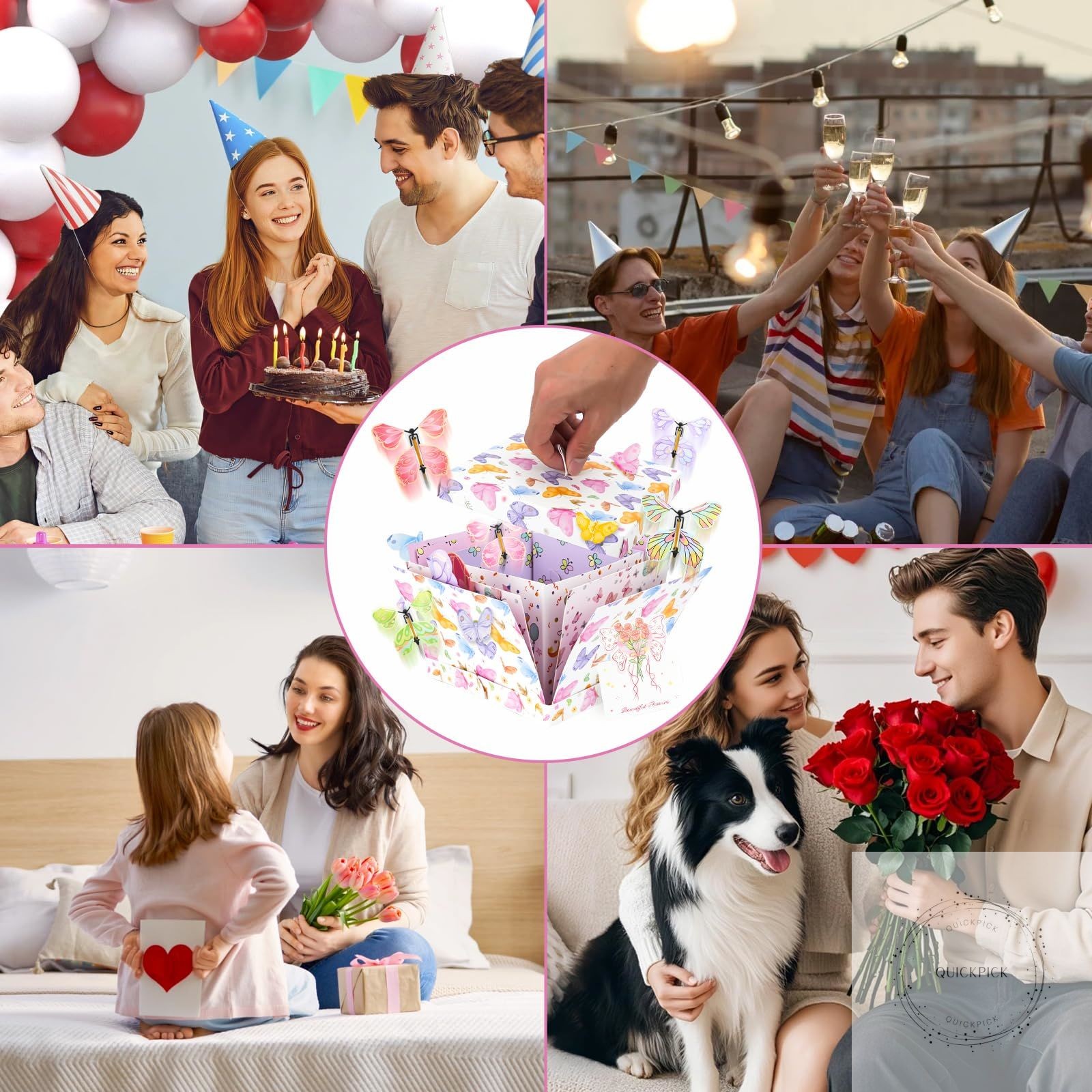 Flying Butterfly Explosion Gift Box, Pop Out Surprise Gift Box with Card, DIY Ex