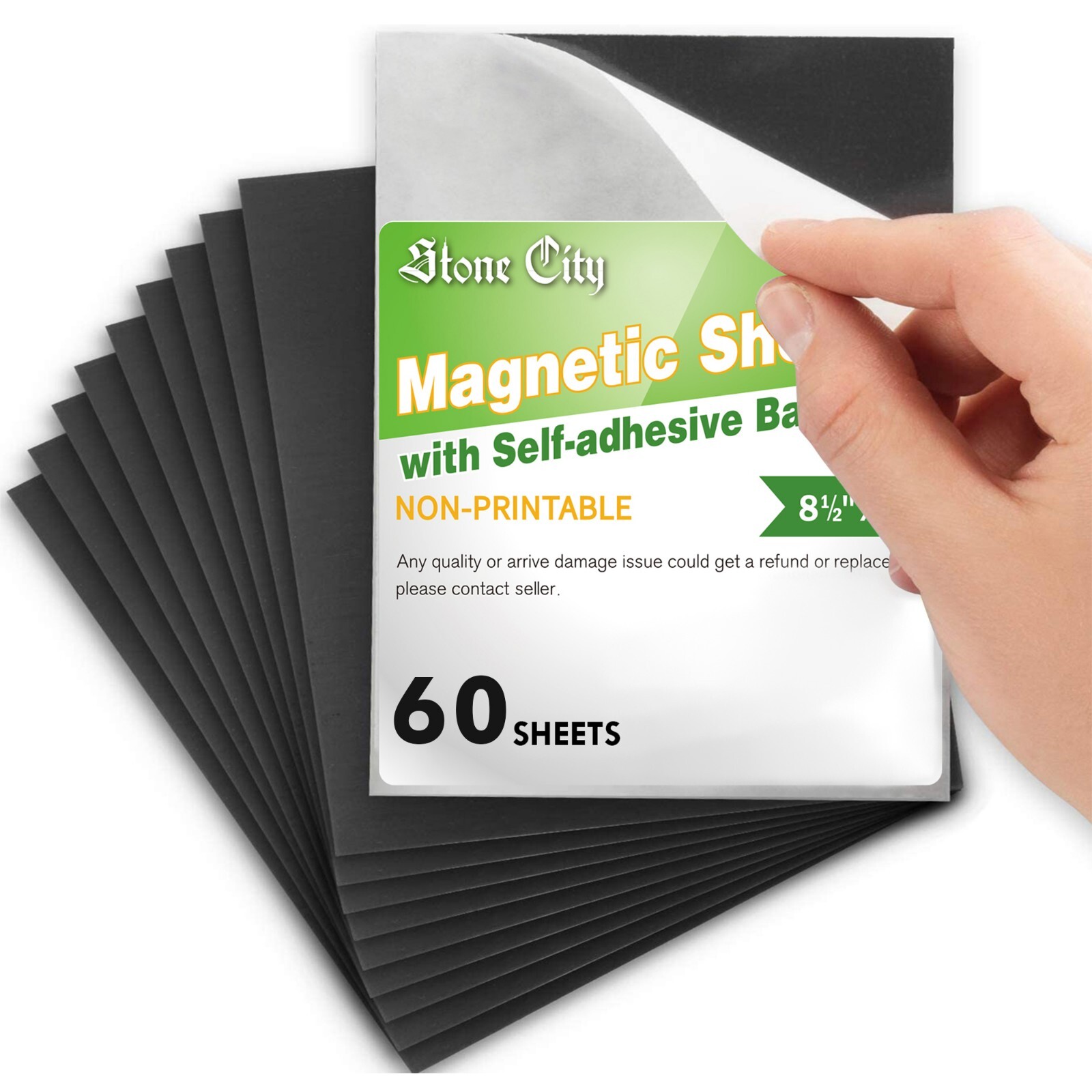60 Pcs 8.5 x 11 Inch Strong Flexible Self-Adhesive Magnetic Sheets 20Mil Thick