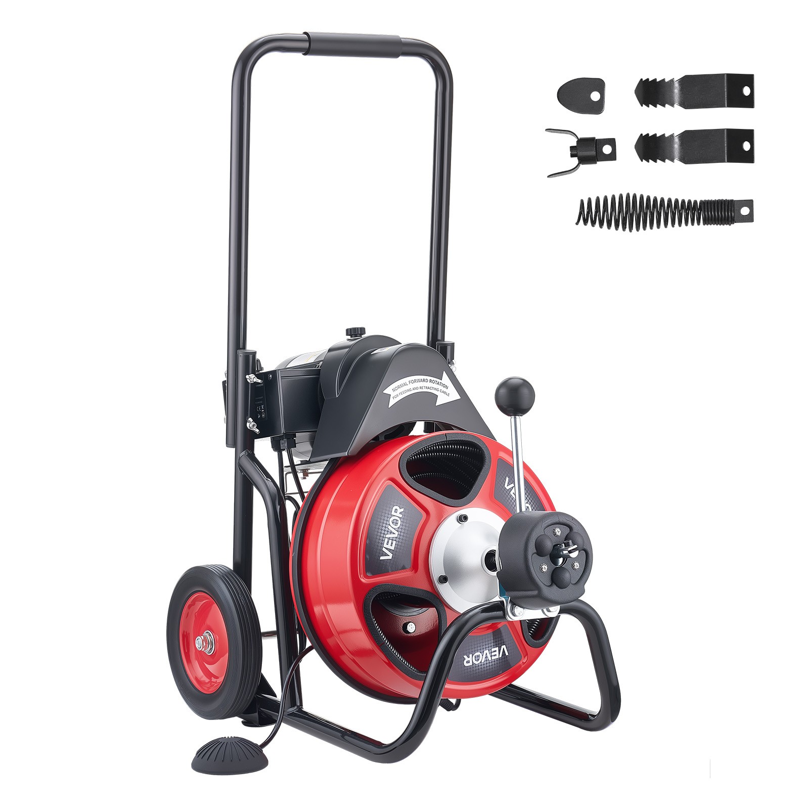 VEVOR Drain Cleaner Machine Electric Drain Auger 100 FT x 1/2 In Auto Feed