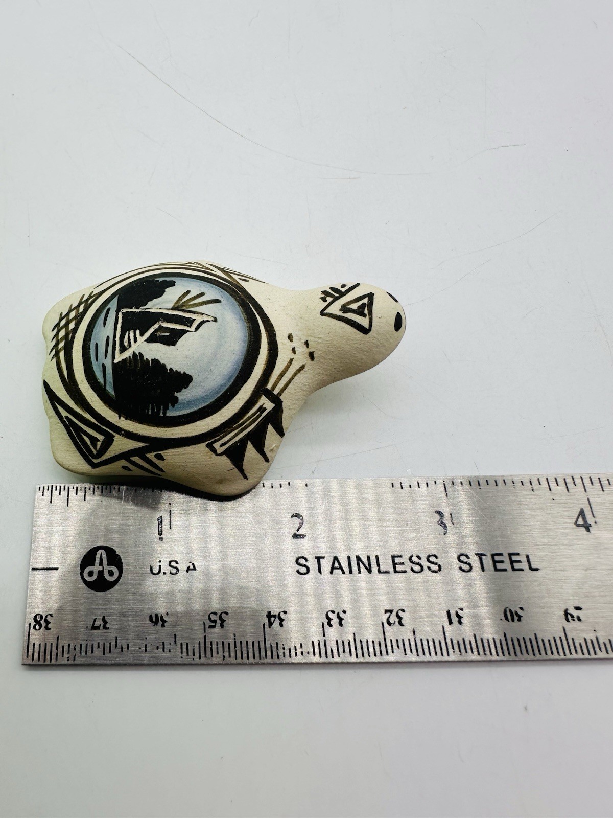 Acoma Pueblo Hand Painted Turtle Pottery Small Figurine