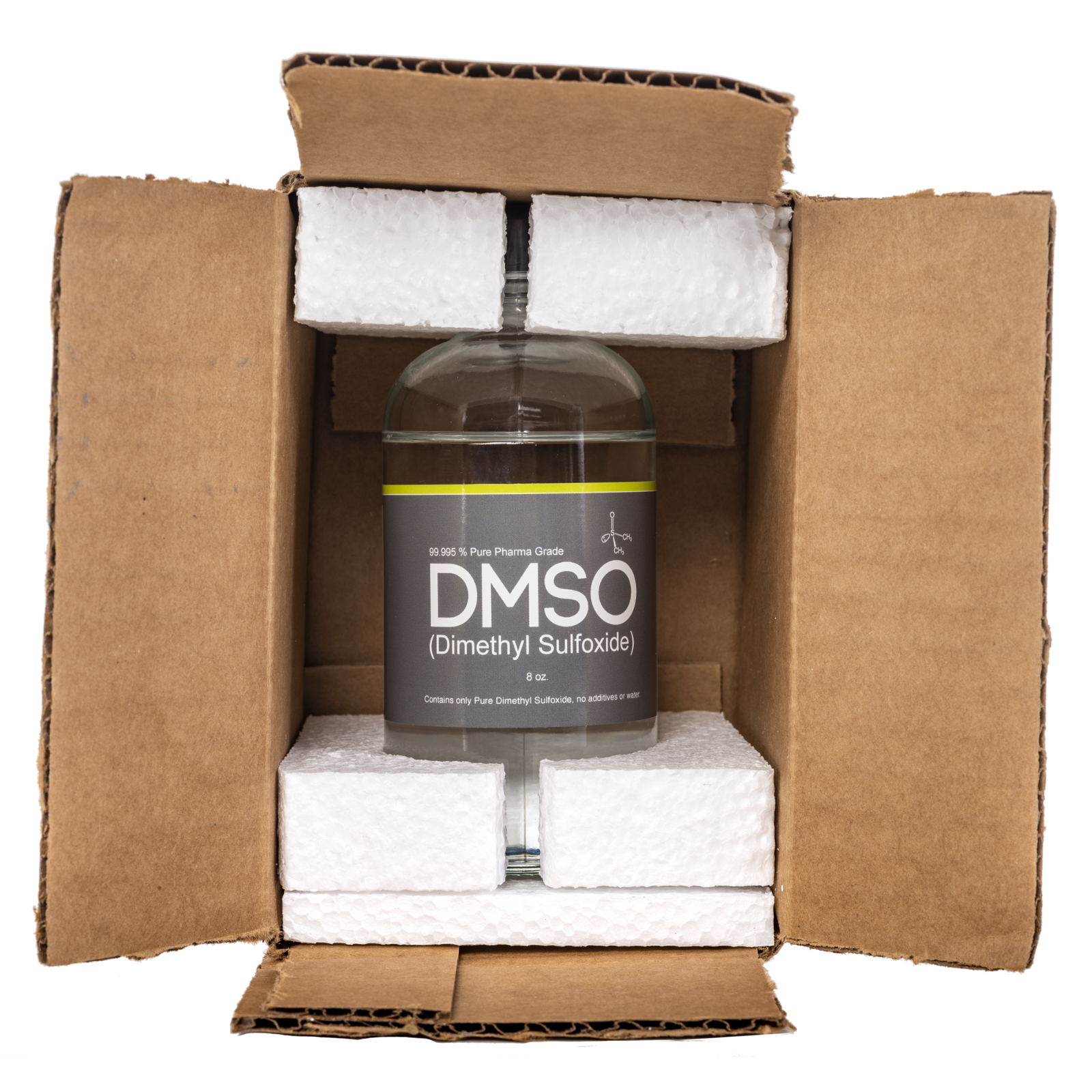 DMSO 8 oz. Glass Bottle Non-diluted 99.995% Low odor Dimethyl Sulfoxide