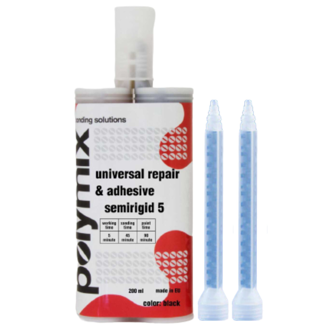 Polymix Universal Black Semi Rigid Plastic Repair & Adhesive Cartridge 200ml
