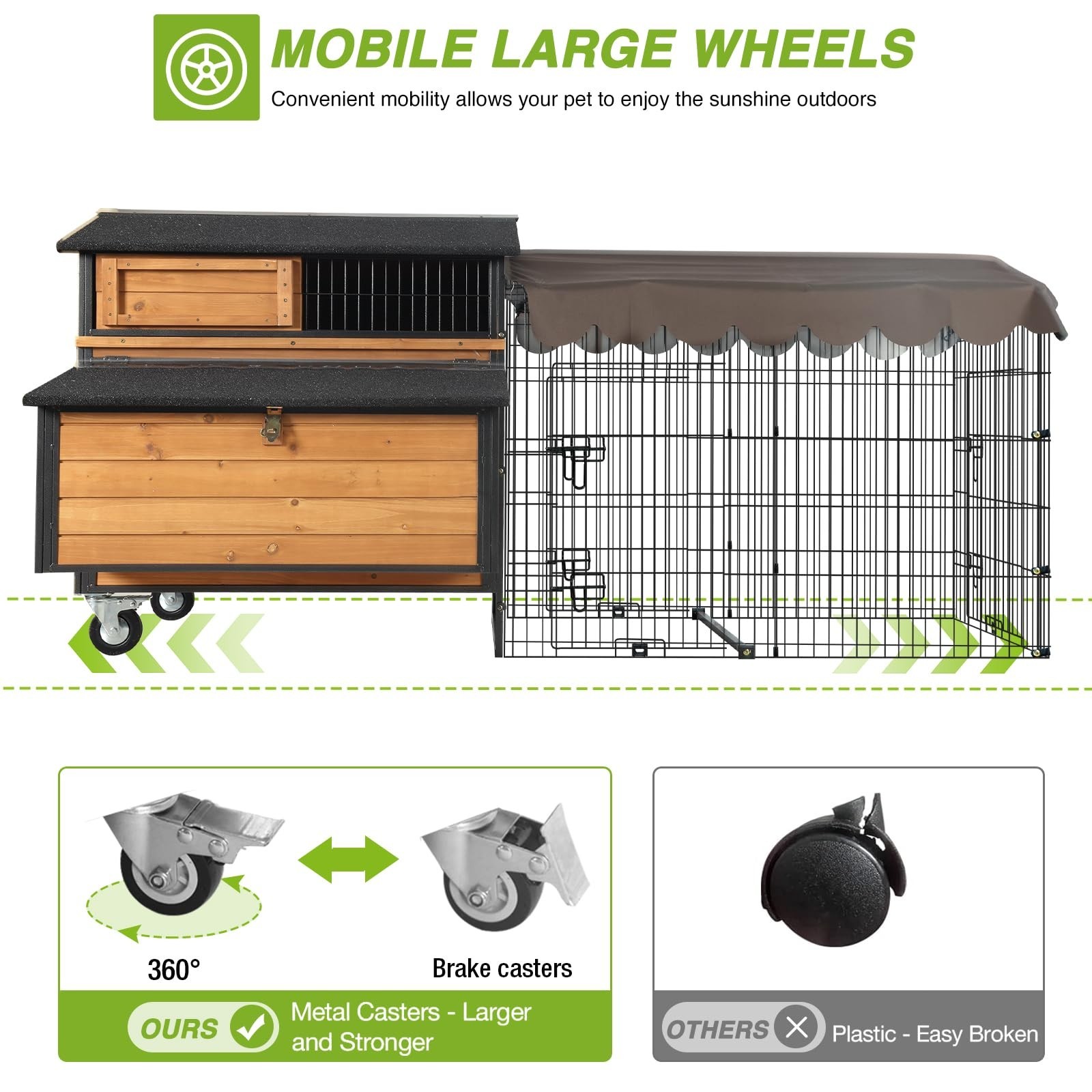 Chicken Coop with Run Large Hen House on Wheels Chicken House