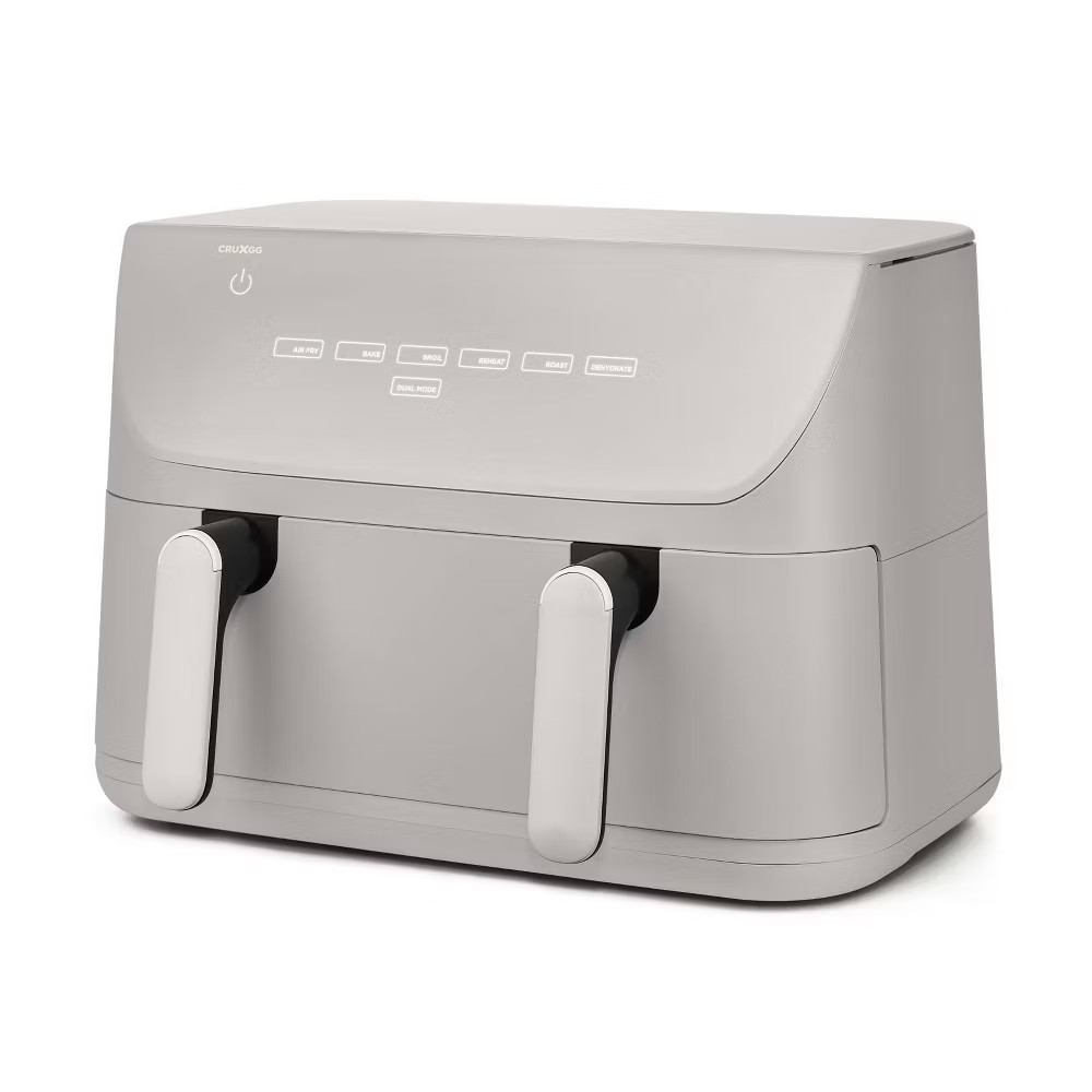 CRUXGG 10QT Air Fryer Dual Baskets Digital Nonstick Gray Basket Tri-Zone