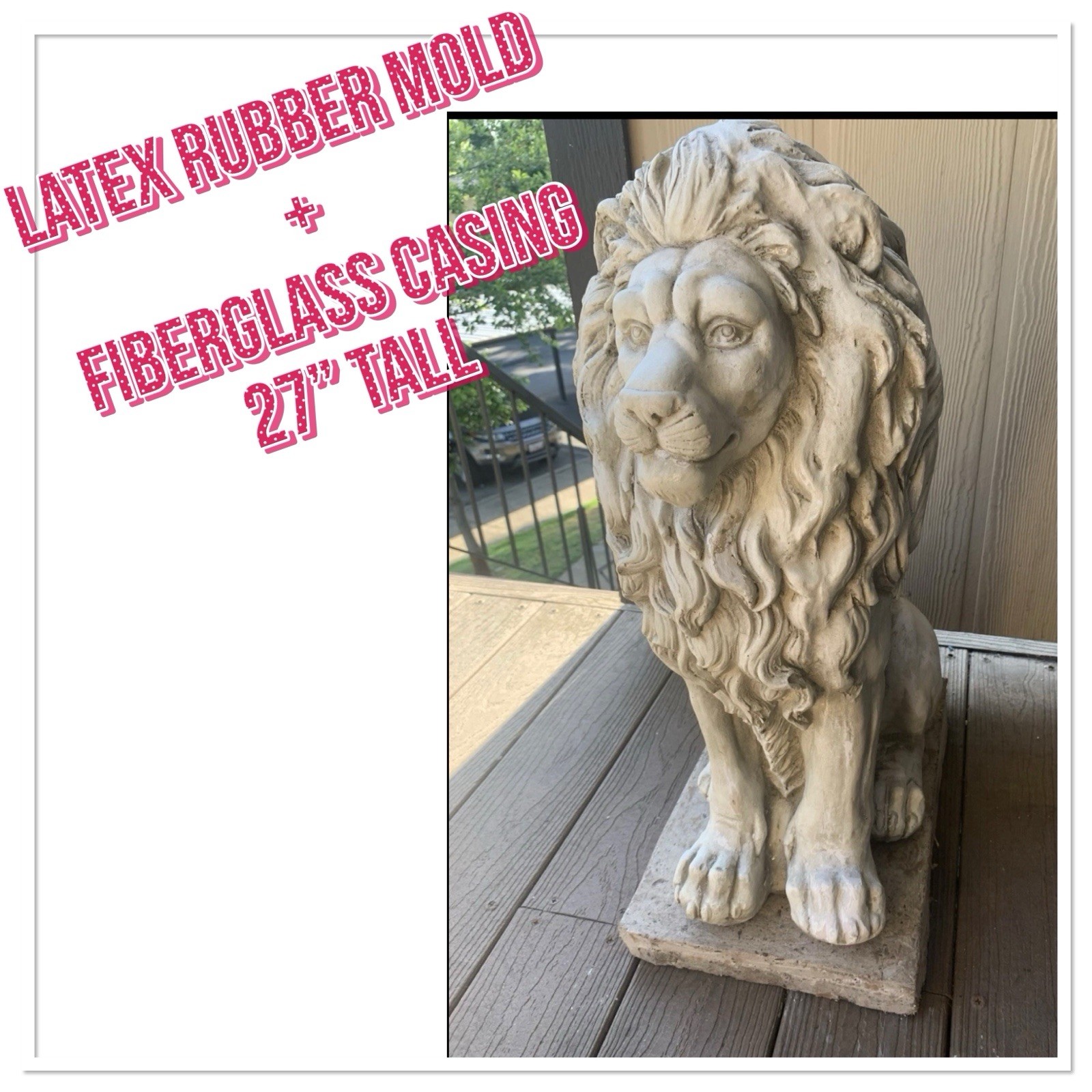 LATEX RUBBER MOLD + Fiberglass casing Large Lion H. 27” YKM-5084A Made In USA