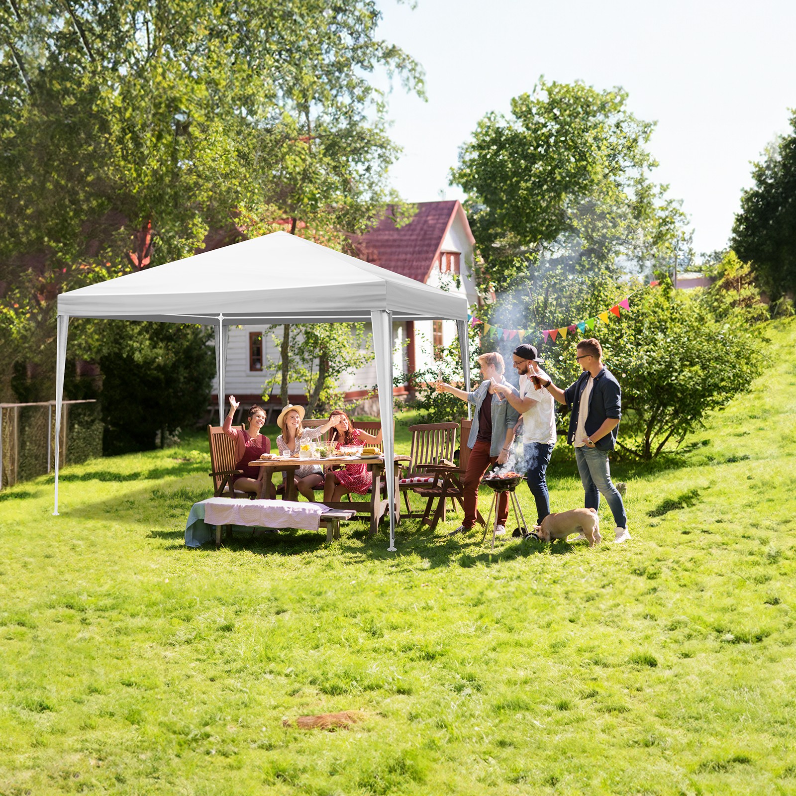 10'x10' Outdoor Canopy Party Wedding Tent Pavilion Gazebo Event 4 Wall White