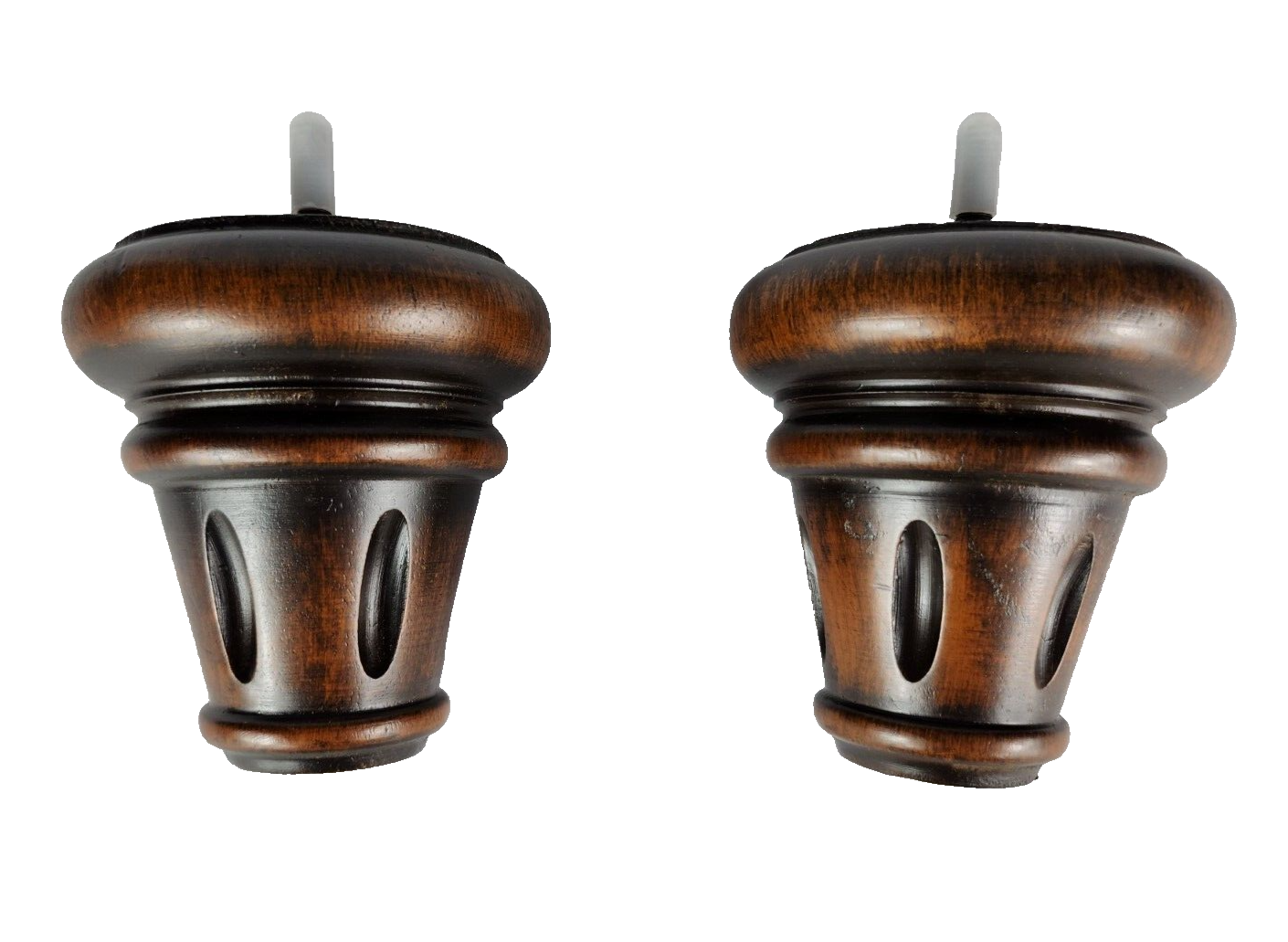 4" Wood Turned Furniture Legs Medium Walnut Finish (22130) 5/16" Bolt - Set of 4