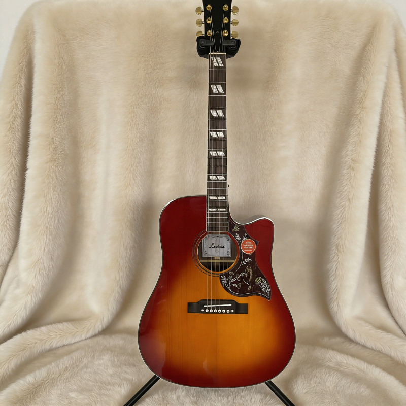 Cutting acoustic electric guitar hummingbird cherry burst pickups bone nut