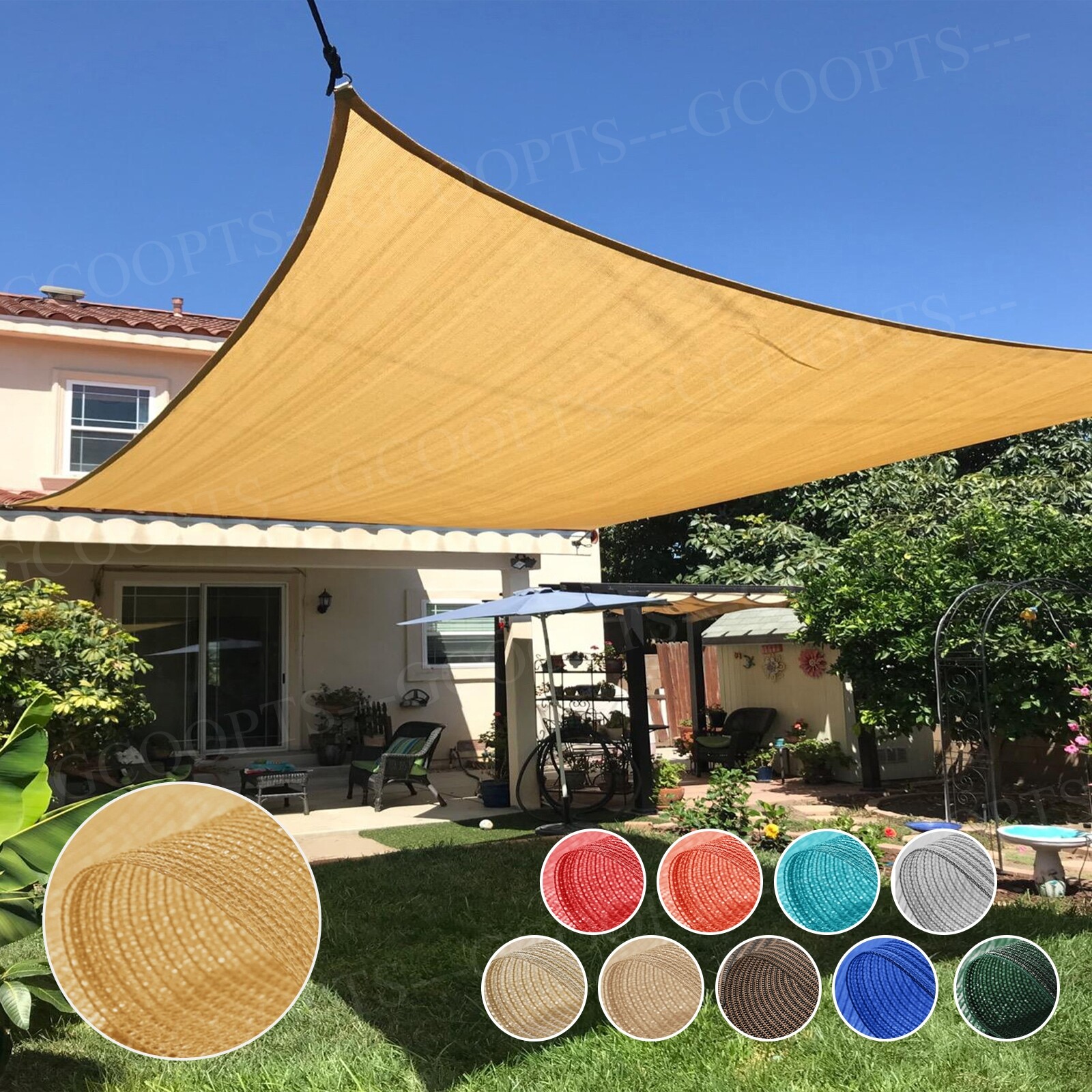 Outdoor Sun Shade Sail Rectangle UV Canopy Sunshade Cover For Garden Pool Yard